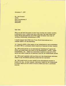 Letter from Mark H. McCormack to Bob Bremer