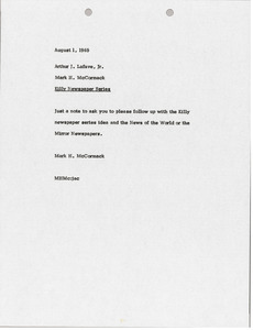 Memorandum from Mark H. McCormack to Arthur J. Lafave