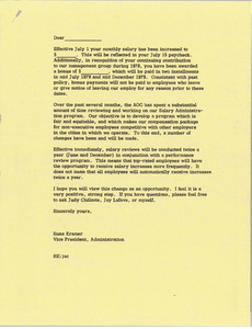 Form letter from Hans Kramer to staff