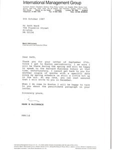 Letter from Mark H. McCormack to Seth Ward