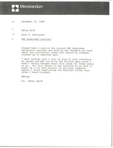 Memorandum from Mark H. McCormack to Betsy Goff