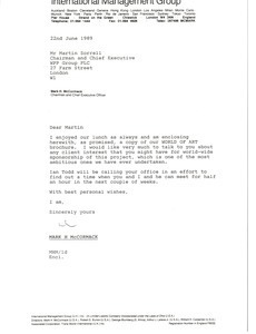 Letter from Mark H. McCormack to Martin Sorrell