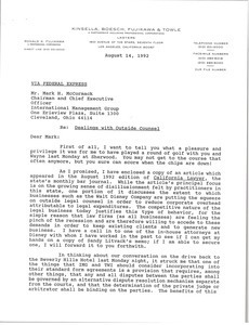 Letter from Ronald K. Fujikawa to Mark H. McCormack