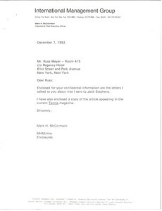 Letter from Mark H. McCormack to Russ Meyer