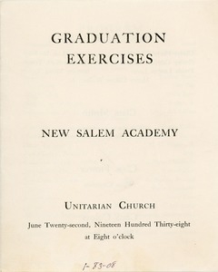 Program for the 1938 New Salem Academy graduation exercises