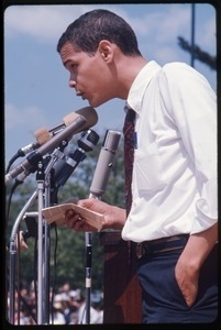 Julian Bond addressing the crowd at an anti-Vietnam War demonstration