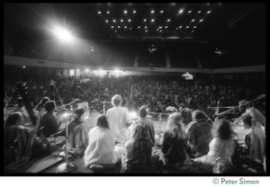 Bhagavan Das onstage in the Winterland Ballroom during the Ram Dass 'marathon,' with Amazing Grace (view from the rear of the stage)