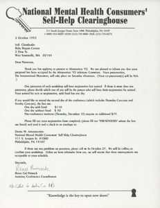 Letter from Renee Gal Primack to Judi Chamberlin