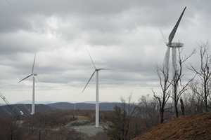 Service road and array of wind turbines, Berkshire Wind Power Project