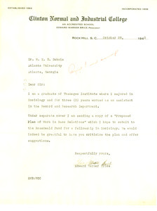 Letter from Edward Warner Brice to W. E. B. Du Bois