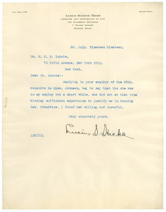 Letter from Lucius S. Hicks to W. E. B. Du Bois