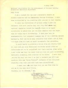 Letter from Walton Manning to W. E. B. Du Bois