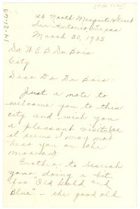 Letter from Ednamae Ellison to W. E. B. Du Bois