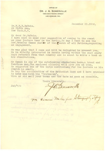 Letter from J. A. Somerville to W. E. B. Du Bois