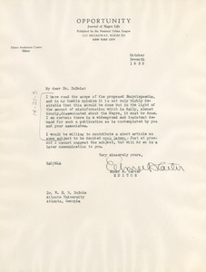 Letter from Elmer A. Carter to W. E. B. Du Bois
