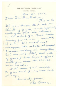 Letter from George and Nellie Towns to W. E. B. Du Bois