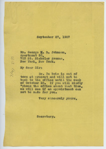 Letter from Crisis to George H. B. Johnson