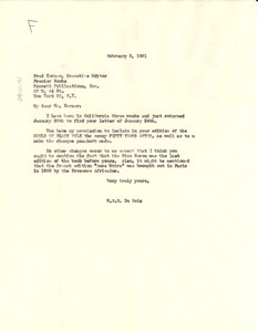 Letter from W. E. B. Du Bois to Fawcett Publications, Inc.