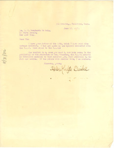 Letter from Helen Tufts Bailey to W. E. B. Du Bois
