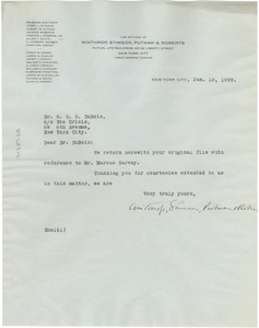 Letter from Winthrop, Stimson, Putnam & Roberts to W. E. B. Du Bois