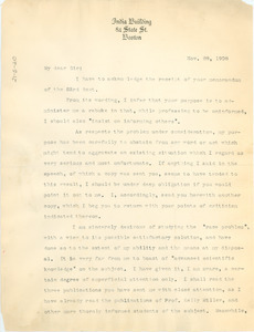 Letter from Charles F. Adams to W. E. B. Du Bois