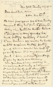 Letter from Erasmus Darwin Hudson to Samuel Fowler Hudson