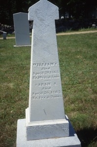 Smith Meetinghouse Cemetery (Gilmanton, N.H.) gravestone: William and Sarah (d. 1865)