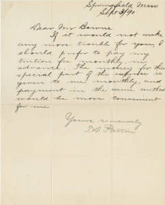 Letter from Thomas D. Patton to Jacob T. Bowne (Sept 3, 1890)