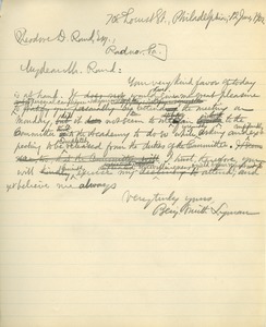 Letter from Benjamin Smith Lyman to Theodore D. Rand