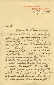 Letter from W. London to Benjamin Smith Lyman
