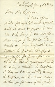 Letter from Octavius Brooks Frothingam to James Fowler Lyman
