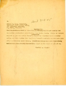 Letter from Charles L. Whipple to Adolph J. Rahm