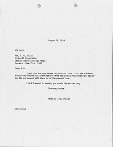 Letter from Mark H. McCormack to R. G. Mills