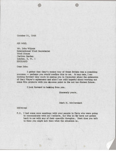 Letter from Mark H. McCormack to John Wilcox