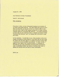 Memorandum from Mark H. McCormack to Jay Michaels