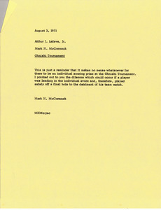 Memorandum from Mark H. McCormack to Arthur J. Lafave