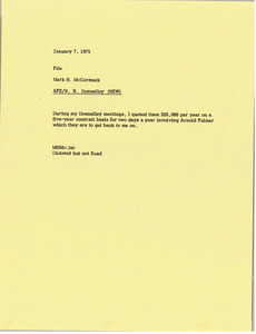 Memorandum from Mark H. McCormack to Arnold Palmer Enterprises Donnelley file