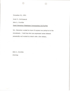 Memorandum from John L. Macklin to Mark H. McCormack