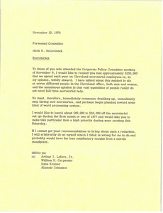 Memorandum from Mark H. McCormack to personnel committee