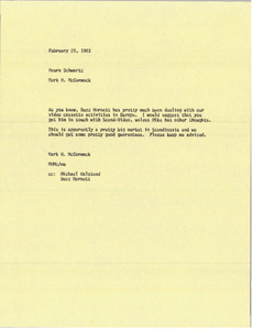 Memorandum from Mark H. McCormack to Maura Schwartz