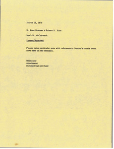 Memorandum from Mark H. McCormack to H. Kent Stanner and Robert D. Kain