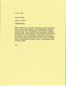 Memorandum from Judith A. Chilcote to Geof Ravenstine