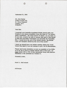 Letter from Mark H. McCormack to Bob Ferrier