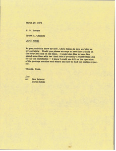 Memorandum from Judy A. Chilcote to H. R. Borger