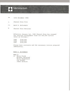 Memorandum from Mark H. McCormack to Channel Nine file