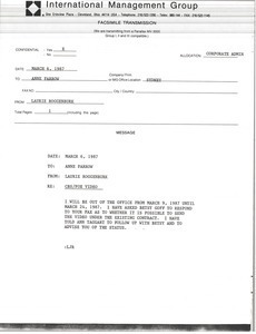 Fax from Laurie Roggenburk to Anne Farrow