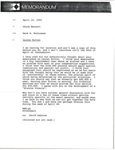 Memorandum from Mark H. McCormack to Chuck Bennett