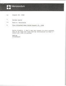 Memorandum from Mark H. McCormack to Gordon Smith