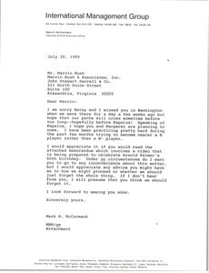 Letter from Mark H. McCormack to Marvin Bush