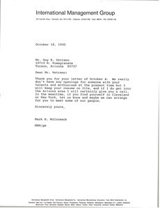 Letter from Mark H. McCoramck to Guy R. Vetrano